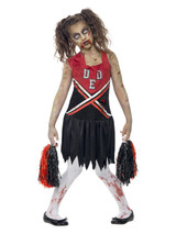 Zombie Cheerleader Costume, Red & Black