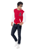 50s College Jock Letterman Jacket, Red