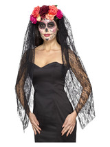 Deluxe Day of the Dead Headband, Red & Black