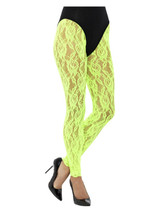 80s Lace Leggings, Neon Green