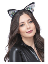 Jewelled Black Cat Ear Headband