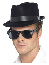 Flocked Fedora Hat, Black