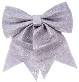 Large Oversized Silver Glittery Christmas Bow Decoration