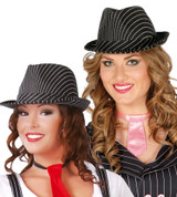 Ladies Pinstripe Gangster Trilby Hat
