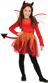 Girls Firey Devil Fancy Dress Costume
