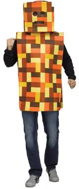 Mens Orange Pixel Robot Fancy Dress Costume