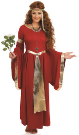 Ladies Red Renaissance Fancy Dress Costume