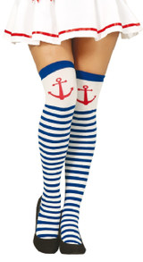 Ladies Striped Anchor Fancy Dress Stockings