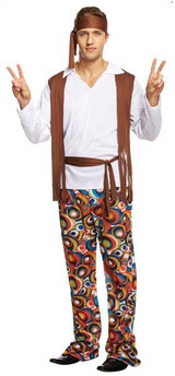 Mens 1960s Hippie Fancy Dress Costume