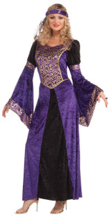 Ladies Purple Medieval Maiden Fancy Dress Costume