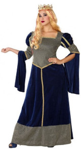 Ladies Blue Medieval Fancy Dress Costume