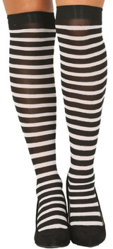 Ladies Black/White Stripe Stockings
