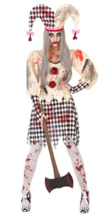 Ladies Bloody Harlequin Fancy Dress Costume