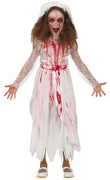 Girls Bloody Bride Fancy Dress Costume