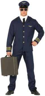 Mens Navy Airline Pilot Fancy Dress Costume