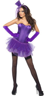 Ladies Purple Burlesque Beauty Fancy Dress Costume