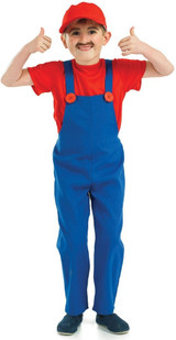 Boys Red Plumber Fancy Dress Costume