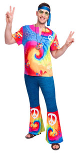 Mens Bright Hippy Fancy Dress Costume