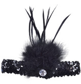 Ladies Black Sequinned Flapper Hairband