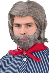 Mens Grey Wig & Beard Fancy Dress Kit