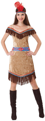 Ladies Deluxe Indian Squaw Fancy Dress Costume
