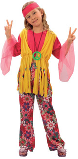 Girls Hippy Fancy Dress Costume