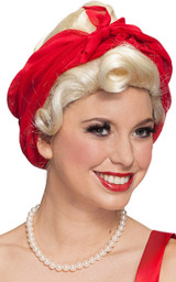 Ladies Blonde 50s Wig with Headscarf
