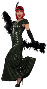 Ladies Green Sequinned 1920s Ballgown