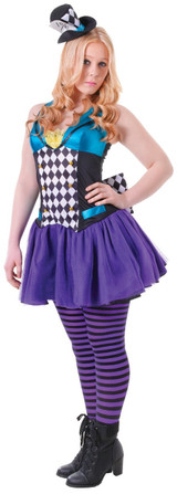 Teen Girls Eclectic Hatter Fancy Dress Costume