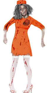 Ladies Zombie Death Row Fancy Dress Costume