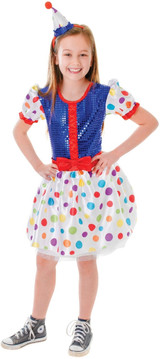 Girls Spotted Clown Fancy Dress Costume
