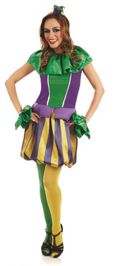 Ladies Carnival Jester Fancy Dress Costume