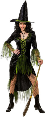 Ladies Green Witch Fancy Dress Costume