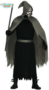 Mens Black/Grey Grim Reaper Fancy Dress Costume