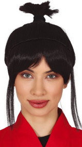 Ladies Black Oriental Fancy Dress Wig
