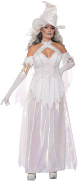 Ladies White Witch Fancy Dress Costume