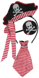 Ladies Sequin Pirate Fancy Dress Costume Kit