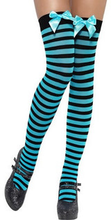 Ladies Blue/Black Striped Stockings