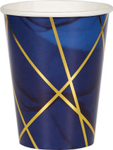 Creative Party Blue and Gold Paper Cups, 12 oz. - 8 Pcs.