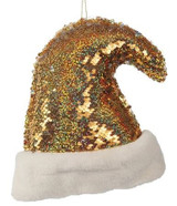 Large Oversized Gold Sequined Santa Hat Decoration