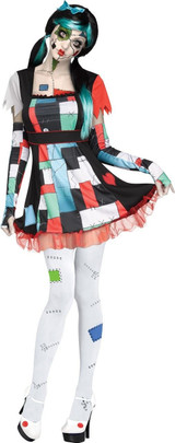 Ladies Patchwork Rag Doll Fancy Dress Costume