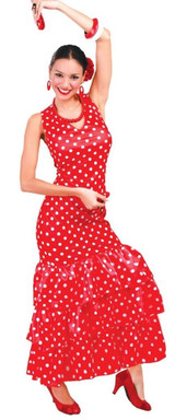 Ladies Red/White Spots Flamenco Costume