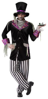 Mens Gothic Mad Hatter Fancy Dress Costume