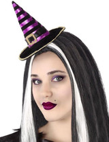 Ladies Purple/Black Mini Witch Hat