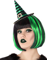 Ladies Green/Black Mini Witch Hat