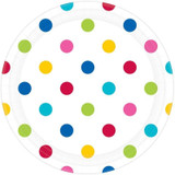 Rainbow Dots 8 Paper Dinner Plates 9in / 22.9cm