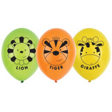 6 Zoo Animals Latex Balloons
