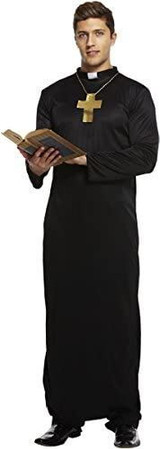 Adult Men's Vicar Fancy Dress with Priest Collar
