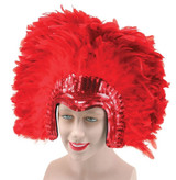 Red Pompous Feather Headdress