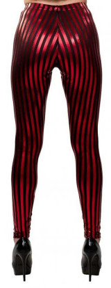 Ladies Red/Black Striped Leggings